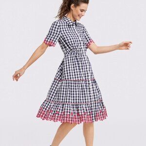 Draper James Dolly Gingham Eyelet Shirt Dress Size 4